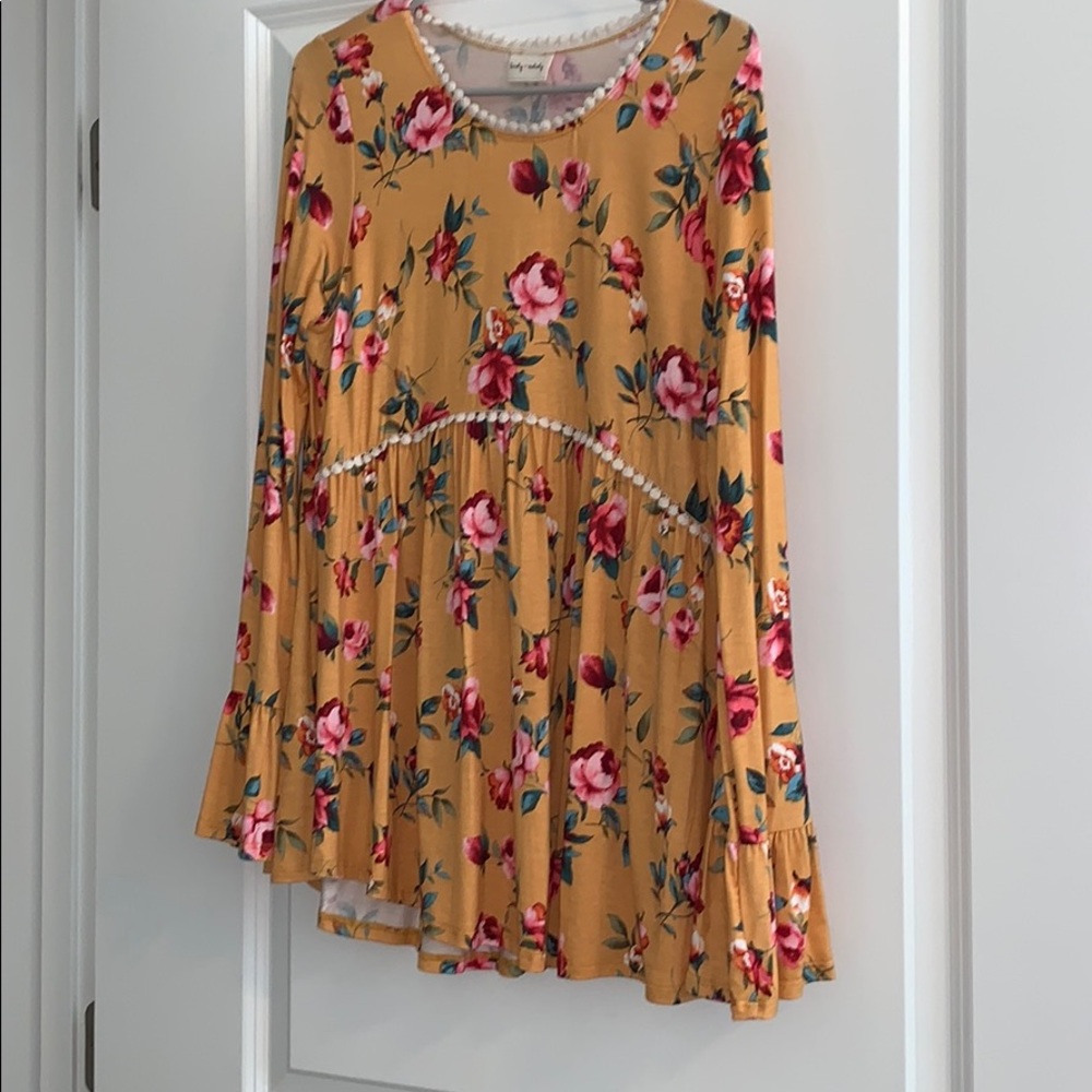 Mustard yellow floral tunic